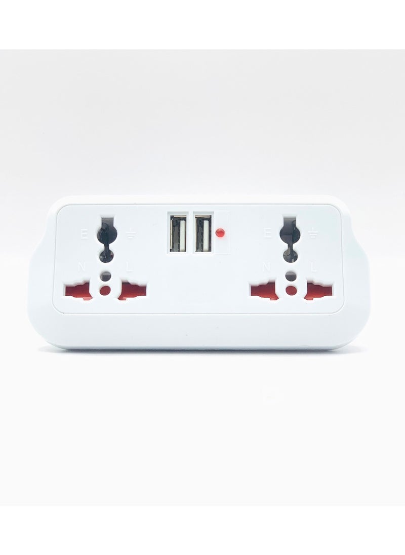 ماركة غير محددة محول متعدد المقابس عالمي بأربعة مقابس ومنفذي USB | قابس ثلاثي الأطراف | حماية من زيادة التيار وميزات أمان | ٢٥٠٠ واط | ٢٥٠ فولت - ٥٠ هرتز / ٦٠ هرتز | ١٣/١٦ أمبير | قفل أمان للأطفال  - Image 1