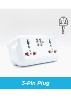 Panvil Universal Multi Plug Adapter with 4 Sockets & Dual USB Ports | 3-Pin Plug | Surge Protection & Safety Features | 2500W | 250V - 50Hz / 60Hz | 13/16 A V | Child Safety Lock  - Image 2