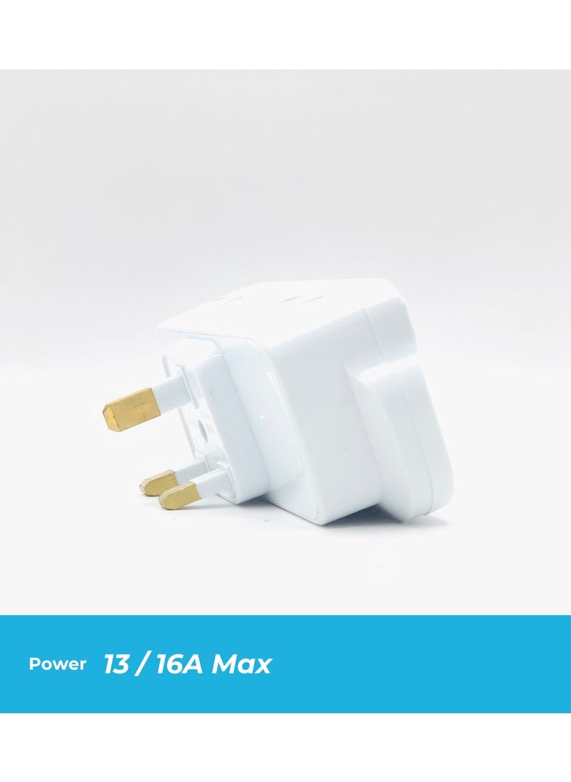 ماركة غير محددة محول متعدد المقابس عالمي بأربعة مقابس ومنفذي USB | قابس ثلاثي الأطراف | حماية من زيادة التيار وميزات أمان | ٢٥٠٠ واط | ٢٥٠ فولت - ٥٠ هرتز / ٦٠ هرتز | ١٣/١٦ أمبير | قفل أمان للأطفال  - Image 5