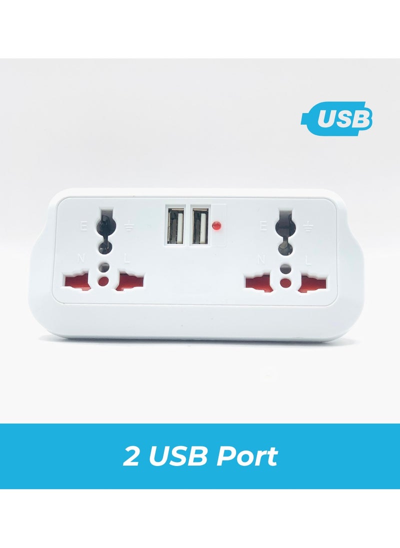 ماركة غير محددة محول متعدد المقابس عالمي بأربعة مقابس ومنفذي USB | قابس ثلاثي الأطراف | حماية من زيادة التيار وميزات أمان | ٢٥٠٠ واط | ٢٥٠ فولت - ٥٠ هرتز / ٦٠ هرتز | ١٣/١٦ أمبير | قفل أمان للأطفال  - Image 3