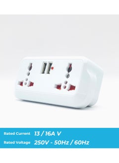 Panvil Universal Multi Plug Adapter with 4 Sockets & Dual USB Ports | 3-Pin Plug | Surge Protection & Safety Features | 2500W | 250V - 50Hz / 60Hz | 13/16 A V | Child Safety Lock  - Image 4