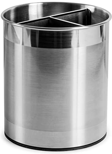 Cooler Kitchen حامل أدوات المطبخ الدوار الكبير جداً من الفولاذ المقاوم للصدأ مع قاعدة ثقيلة غير قابلة للسقوط، فاصل قابل للإزالة، وقاعدة مدعومة - آمن في غسالة الصحون لحامل أدوات الطهي المعدني - Image 1