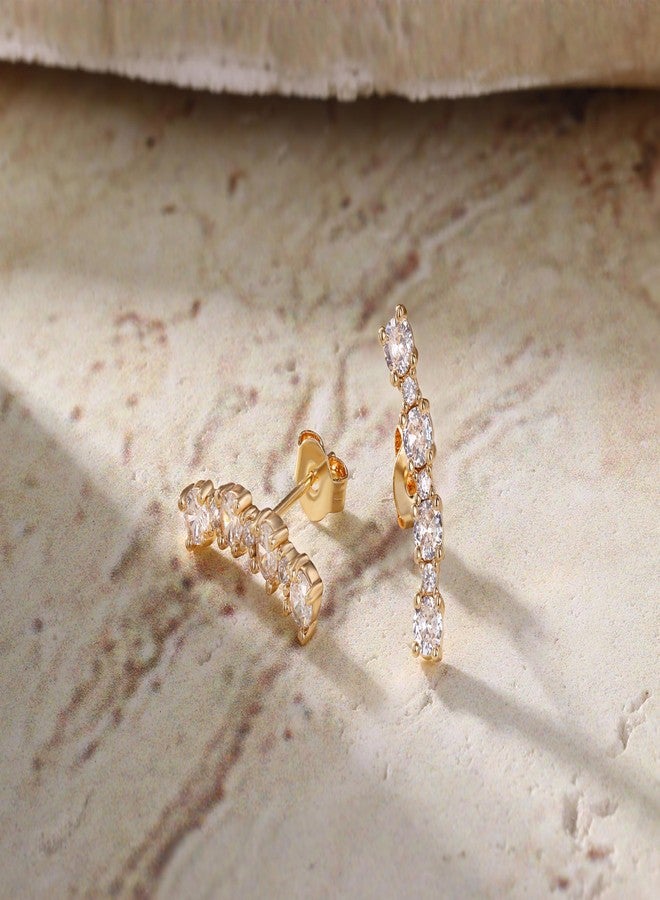 جيمز مي مجموعة أقراط مرصعة مطلية بالذهب عيار 18 قيراطًا من Gemsme، 3 أزواج، أقراط مرصعة رقيقة مضادة للحساسية للنساء، هدية مجوهرات مثالية - Image 3