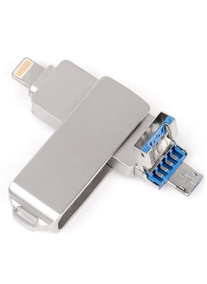 Beauenty 16GB/32GB/64GB/128GB Memory 3 in 1 Lightning/Micro USB/USB 2.0 Pen Drive For iPhone/iPad C6244-16-L Silver  - Image 1