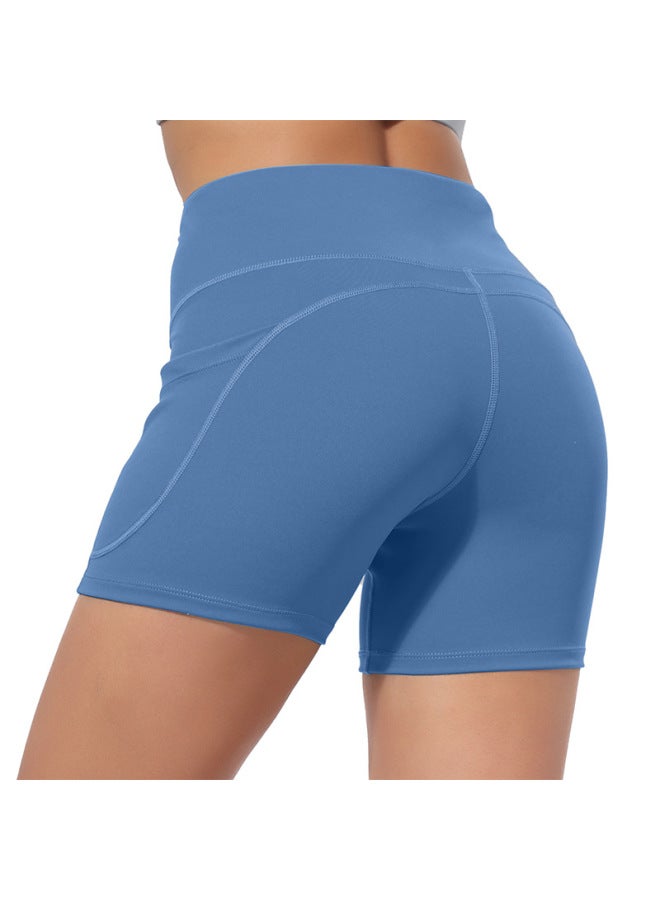 Women's Yoga Shorts High Elastic Tight Fitness Training Running Cycling Sports Pocket Triple Pants Wa141