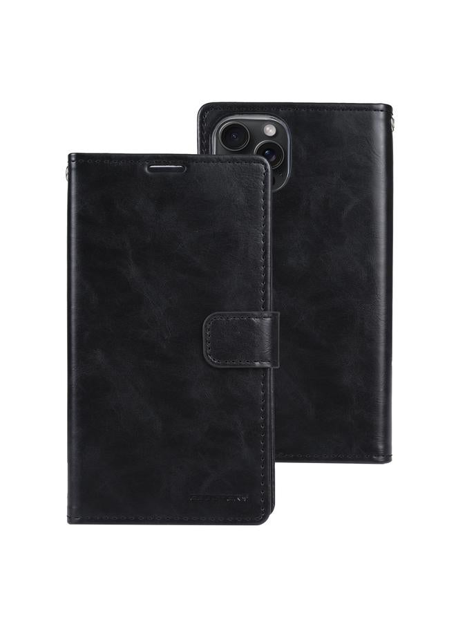 GOOSPERY Case For iPhone 15 Pro Max BLUE MOON Crazy Horse Texture Leather Phone Case - Image 2