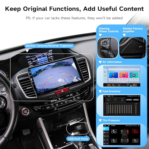 Dasaita 8GB+256GB Head Unit for Honda Accord 2013-2017, 10.2'' Android 13 Car Stereo, Wireless Carplay Android Auto, Plug & Play GPS Navigation, Voice Control, 18FM/12AM Radio - Image 3