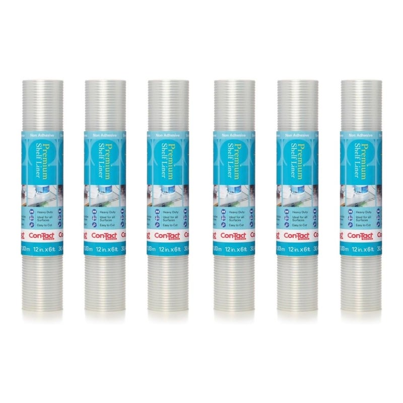 ConTact Brand Premium Plus NonAdhesive Shelf Heavy Duty and MultiFunctional Drawer Liner Protect and Organize Your Shelves and Drawers 12 x 6 Ribbed Clear Pack of 6 Rolls