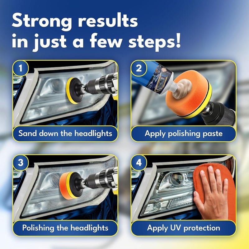 ATG Headlight restoration Kit - Universal Car headlight cleaner and restorer Kit - Headlight restorer kit for plastic car headlights - Quick & easy headlight restoration - Headlight repair Kit - Image 3