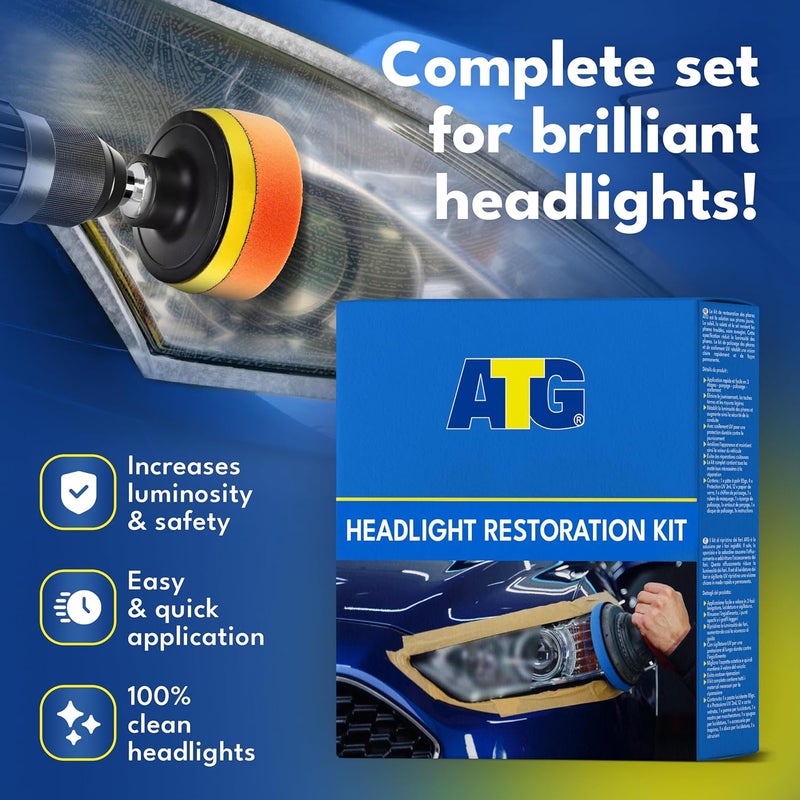 ATG Headlight restoration Kit - Universal Car headlight cleaner and restorer Kit - Headlight restorer kit for plastic car headlights - Quick & easy headlight restoration - Headlight repair Kit - Image 4