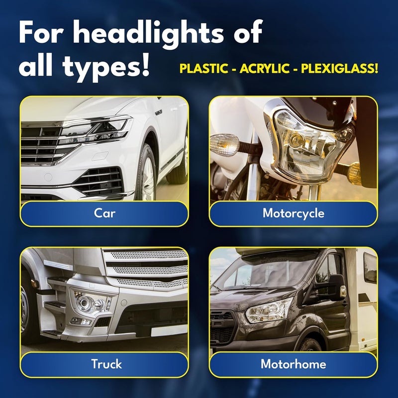 ATG Headlight restoration Kit - Universal Car headlight cleaner and restorer Kit - Headlight restorer kit for plastic car headlights - Quick & easy headlight restoration - Headlight repair Kit - Image 5