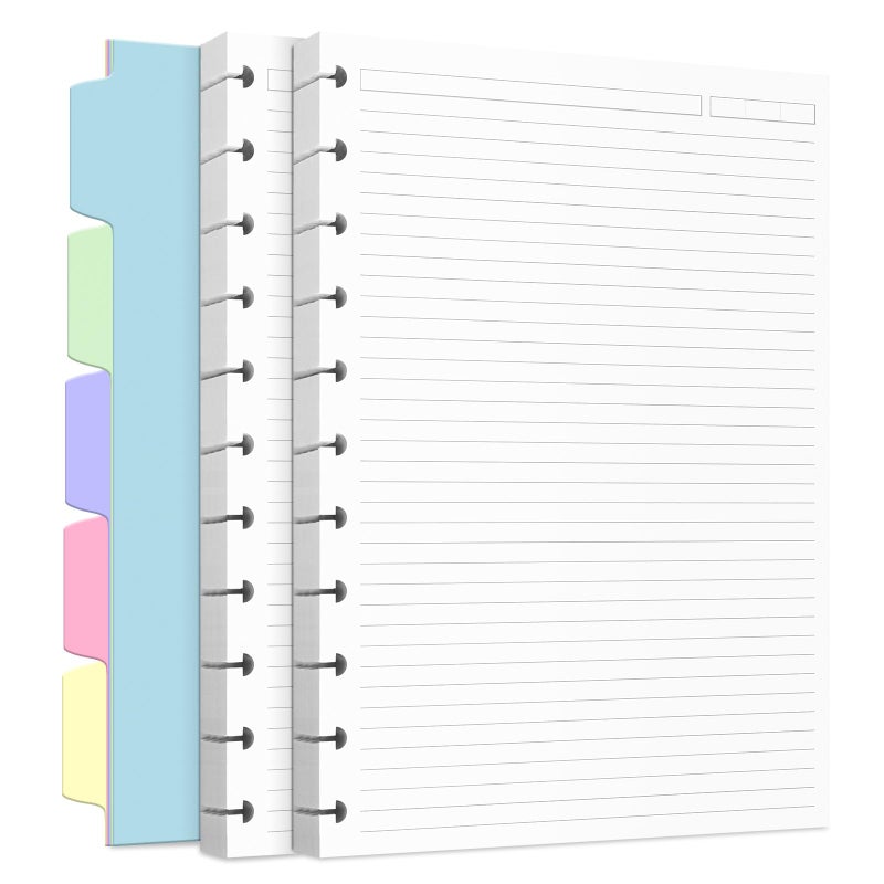 Billtigif Discbound Refill Paper, Disc Paper Refill for Note-Taking System Discbound Planner Inserts with 240 Pages, 5 Sheets Dividers,White Paper Refill, Letter Size 8.5" x 11 " - Image 1