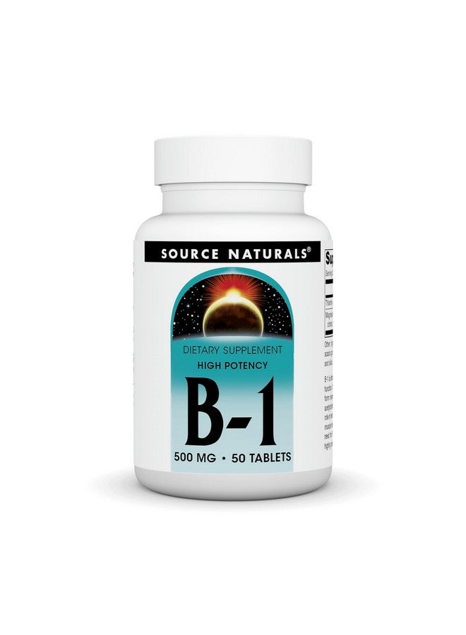 Source Naturals Vitamin B-1 Thiamin 500mg - High Potency, 500mg - 50 Tablets - Image 1