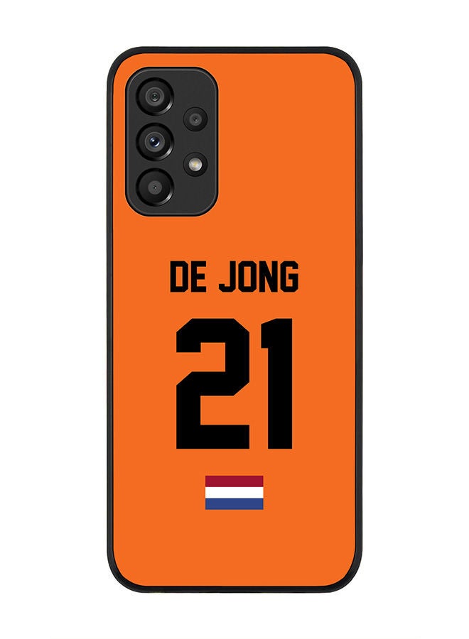 Stylizedd Rugged Black edge case for Samsung Galaxy A33 5G Slim fit Soft Case Flexible Rubber Edges Anti Drop TPU Gel Thin Cover - Football Team - Netherlands Player Name - De Jong - Image 1