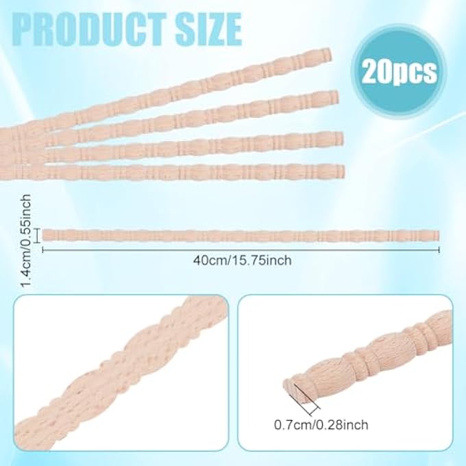 20PCS DECORATIVE BEADED WOOD TRIM GOURD LINE MOLDING 3D WOOD SCALLOP TRIM FOR WALL CABINET SHELF WINDOW DOOR 15.7IN - Image 3