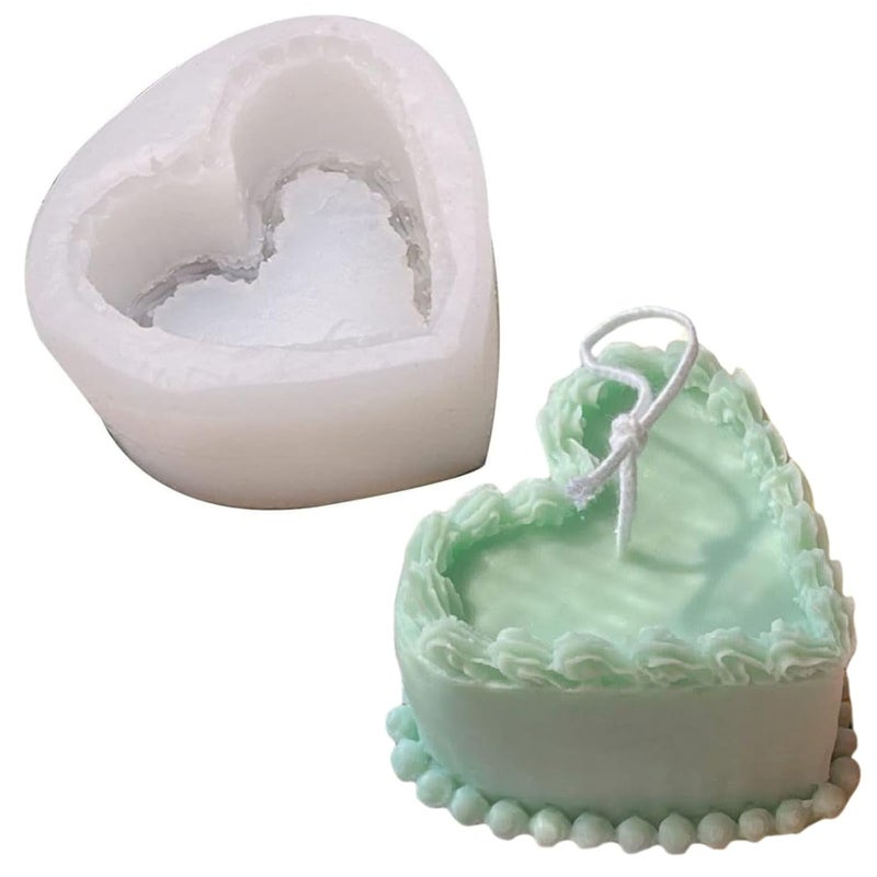 SOFTCREATO Cakes Shape Type Candle Molds I 3D Fondant Silicone Epoxy Casting Mould I Heart Cake Shape for DIY Handmade Ornament Cake Dcor Aromatherapy Soap Resin Art Craft Making Home Decoration Heart A
