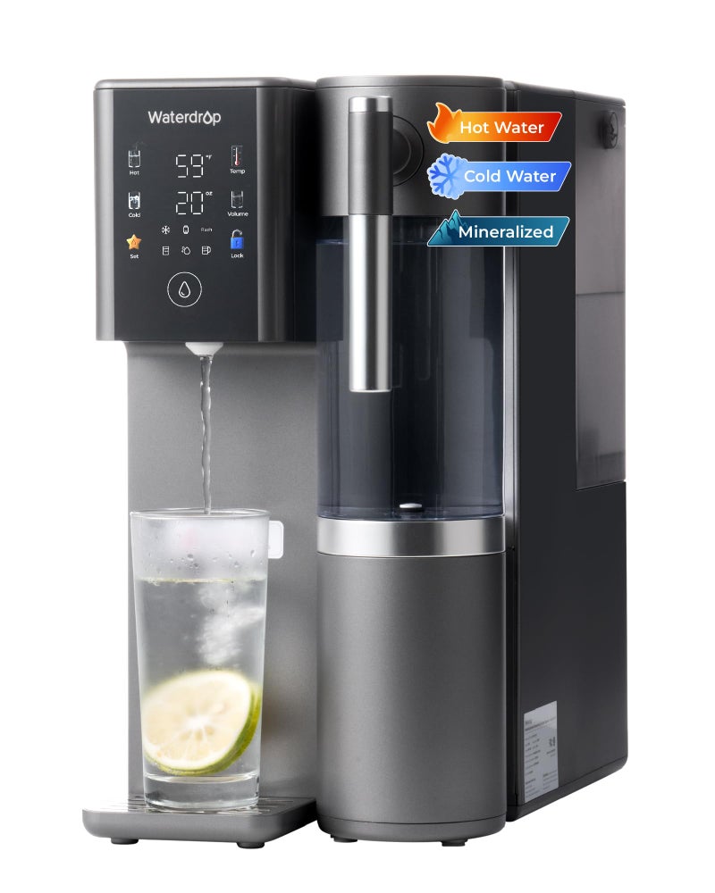 Waterdrop A2G Mineral Countertop Reverse Osmosis System Water Filter, Hot and Cold RO System, 6 Temperature Settings, 3:1 Pure to Drain, 6-Stage, Portable Pure Water Tank - Image 1
