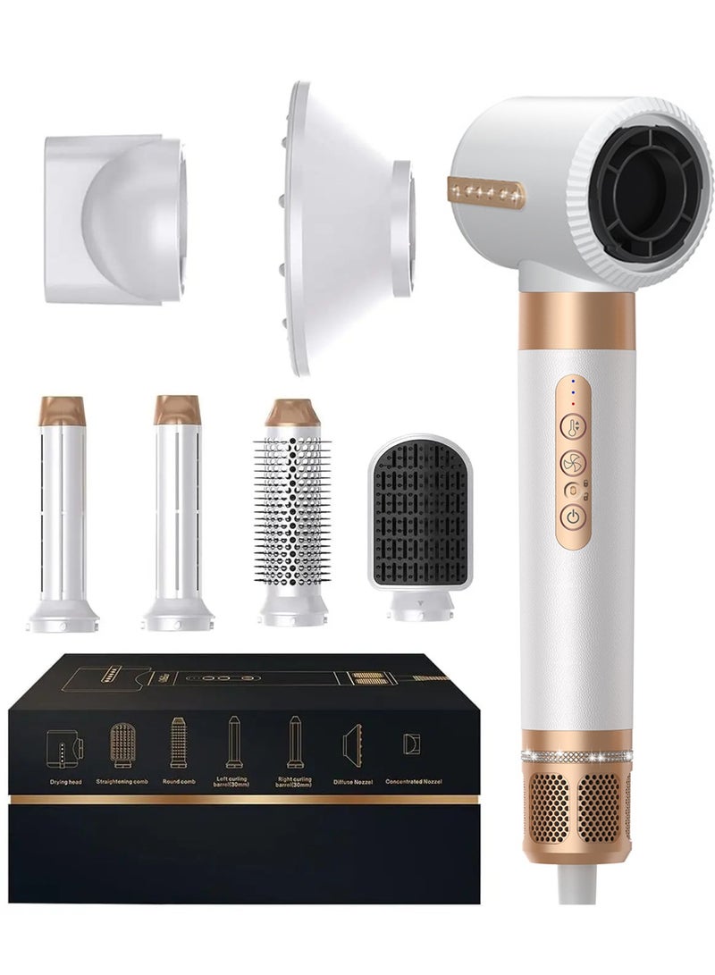 Hair Dryer 7 in 1 1400W Hot Air Brush with Auto Curling & Straightening, Ionic Blow Dryer Styling Tool for Women - Image 1