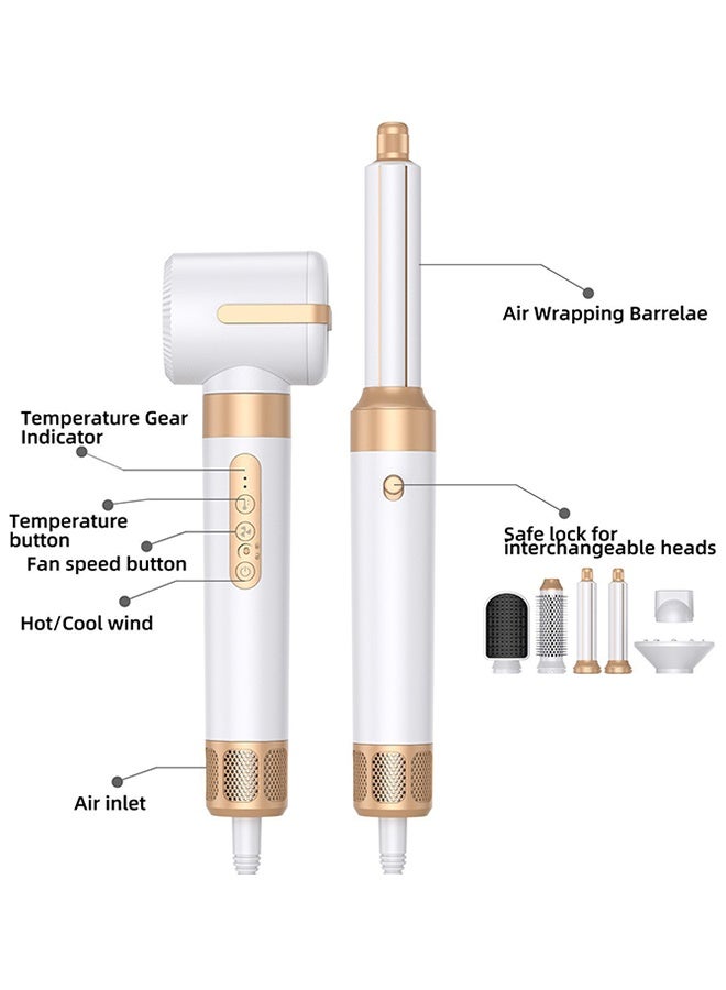 Hair Dryer 7 in 1 1400W Hot Air Brush with Auto Curling & Straightening, Ionic Blow Dryer Styling Tool for Women - Image 2