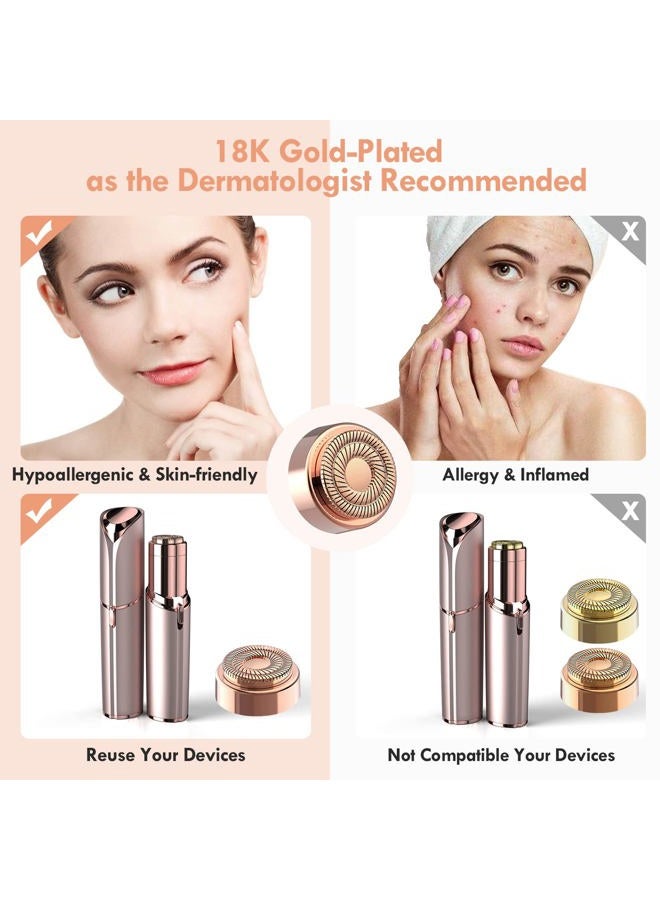 gurelax Replacement Heads for Flawless Facial Hair Remover, Gen 2 Replacement Blades Compatible with Finishing Touch Flawless Hair Removal, 18K Gold Painless Razor Head for Women（6 Pack） - Image 5