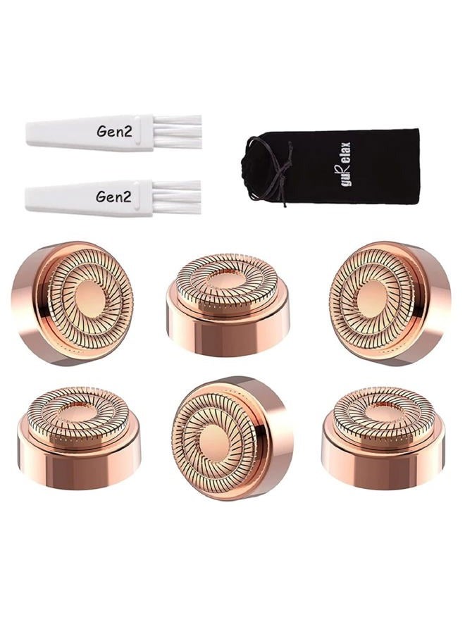 gurelax Replacement Heads for Flawless Facial Hair Remover, Gen 2 Replacement Blades Compatible with Finishing Touch Flawless Hair Removal, 18K Gold Painless Razor Head for Women（6 Pack） - Image 1
