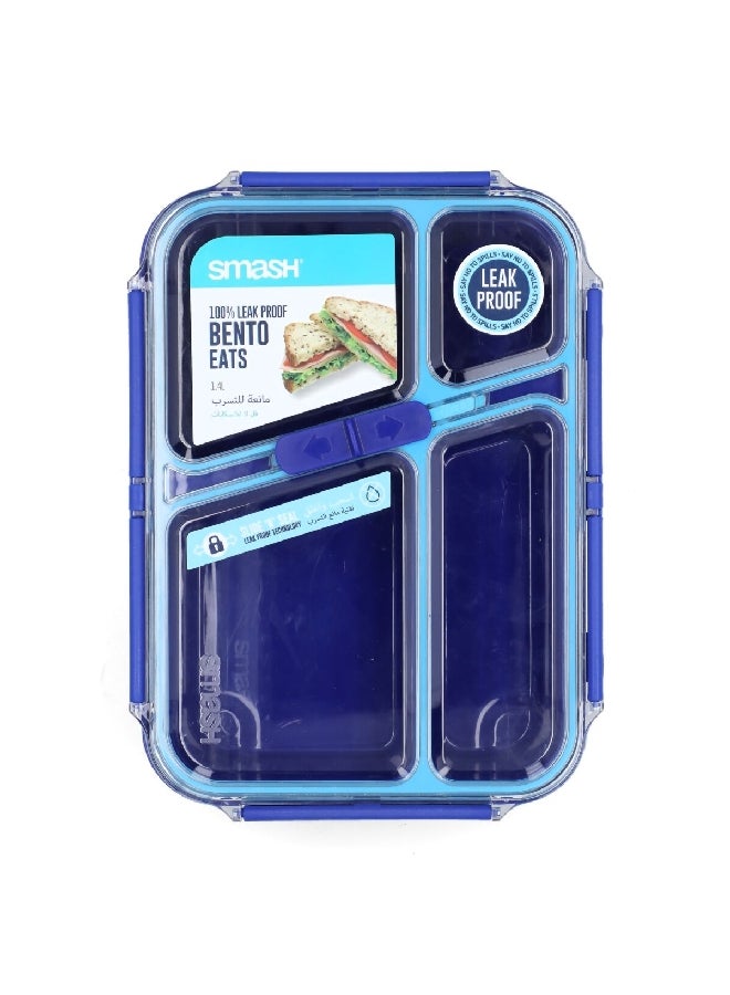 smash Leak Proof Design Plastic Bento Eats Lunch Box Blue and Green 1.4 L 14470 - Image 1