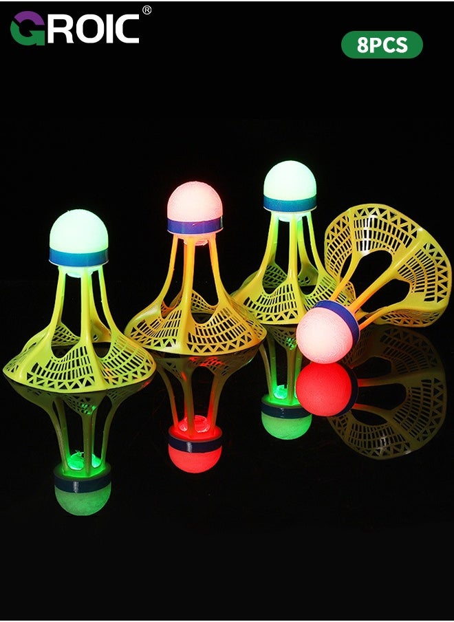 GROIC 8Pcs LED Badminton Shuttlecocks,Badminton Birdies Enhanced Stability and Durability Balls for Recreational Play,Lighting Glow in The Dark Night Shuttlecocks  - Image 1
