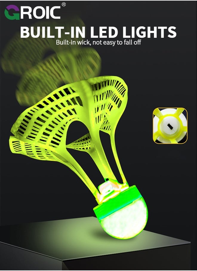 GROIC 8Pcs LED Badminton Shuttlecocks,Badminton Birdies Enhanced Stability and Durability Balls for Recreational Play,Lighting Glow in The Dark Night Shuttlecocks  - Image 5
