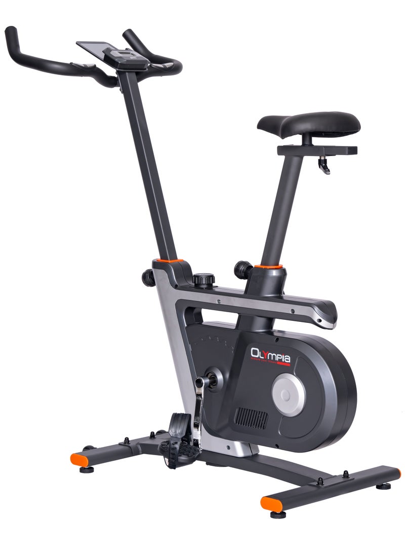 Olympia BS885-Magnetic Upright Exercise Bike 8-Levels Resistance with Hand Pulse 110KG, Grey  - Image 1