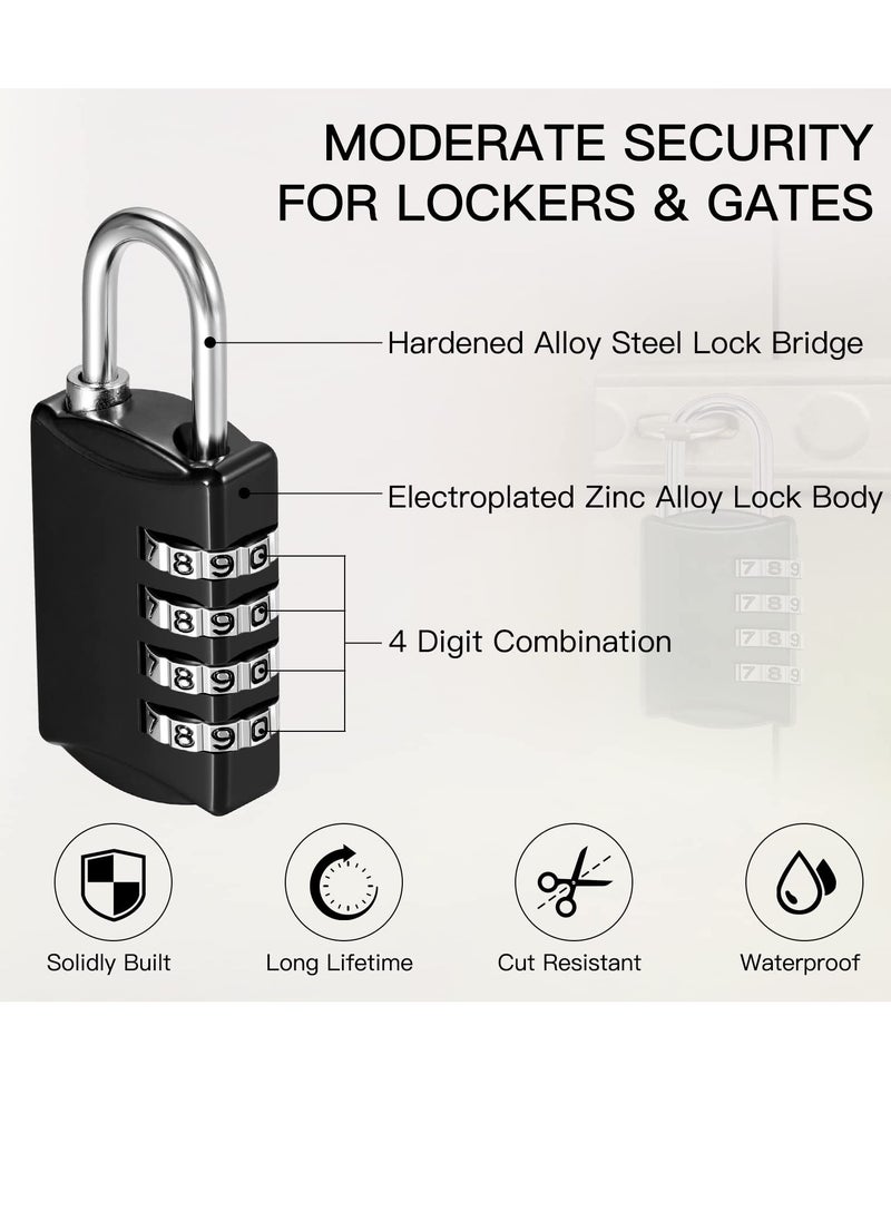 KASTWAVE - Combination Lock, KASTWAVE Travel Bag Lock, 4 Pack, 4 Digit Combination Padlock for Traveling Toolbox School Gym Door Locker Suitcases Employee Hasp Storage - Image 1