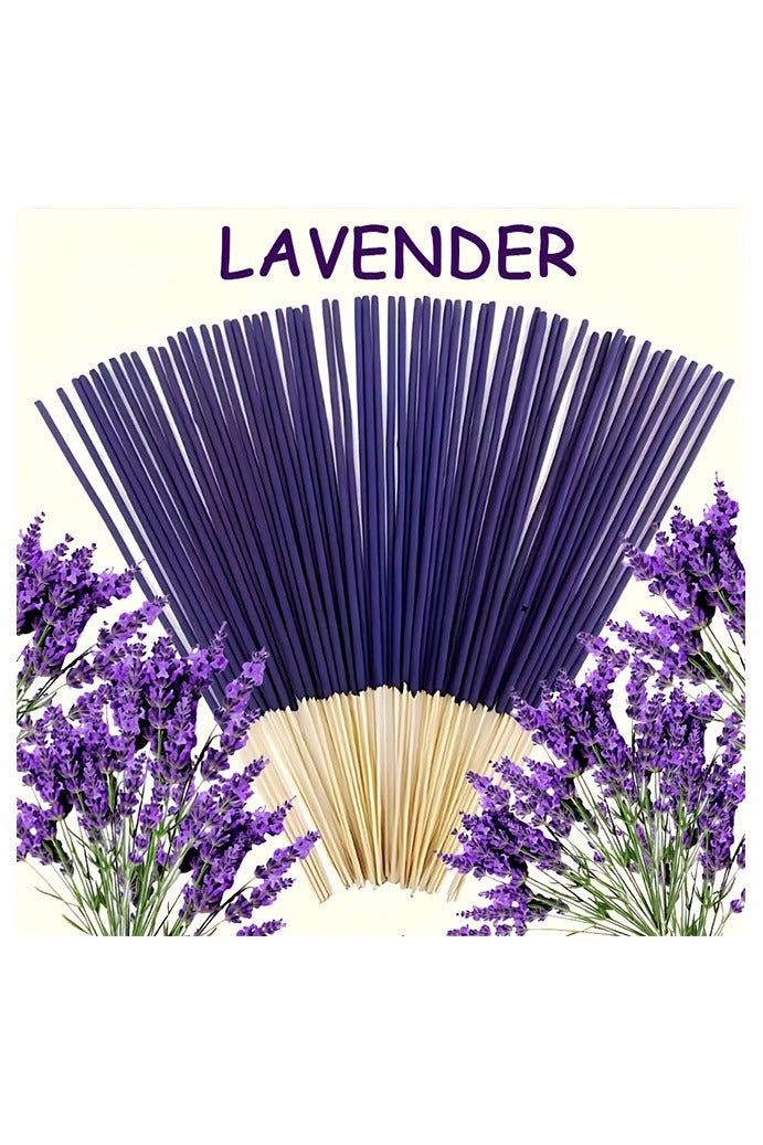 هومستر مجموعة من ١٠٠ عود من الخزامى الطبيعية -مصنوعة من مواد خشبية، بعطر فصل الصيف، ملائمة للمنزل، يوغا، غرفة الشاي، والتأمل، سلسلة الاجازة -(الخزامى) - Image 1