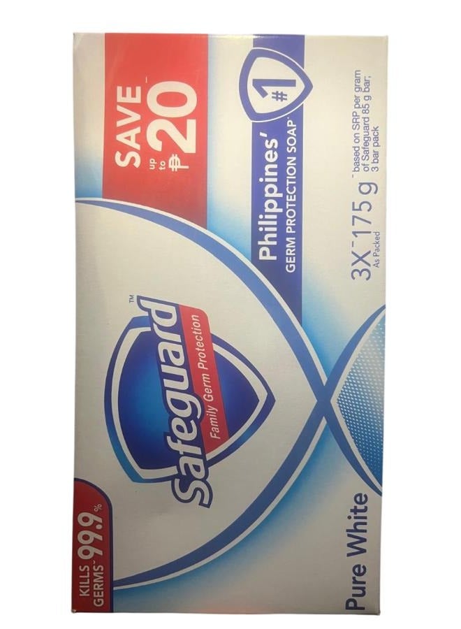 Safeguard Set Pure White Bar Soap 175g x 3 bars - Image 2