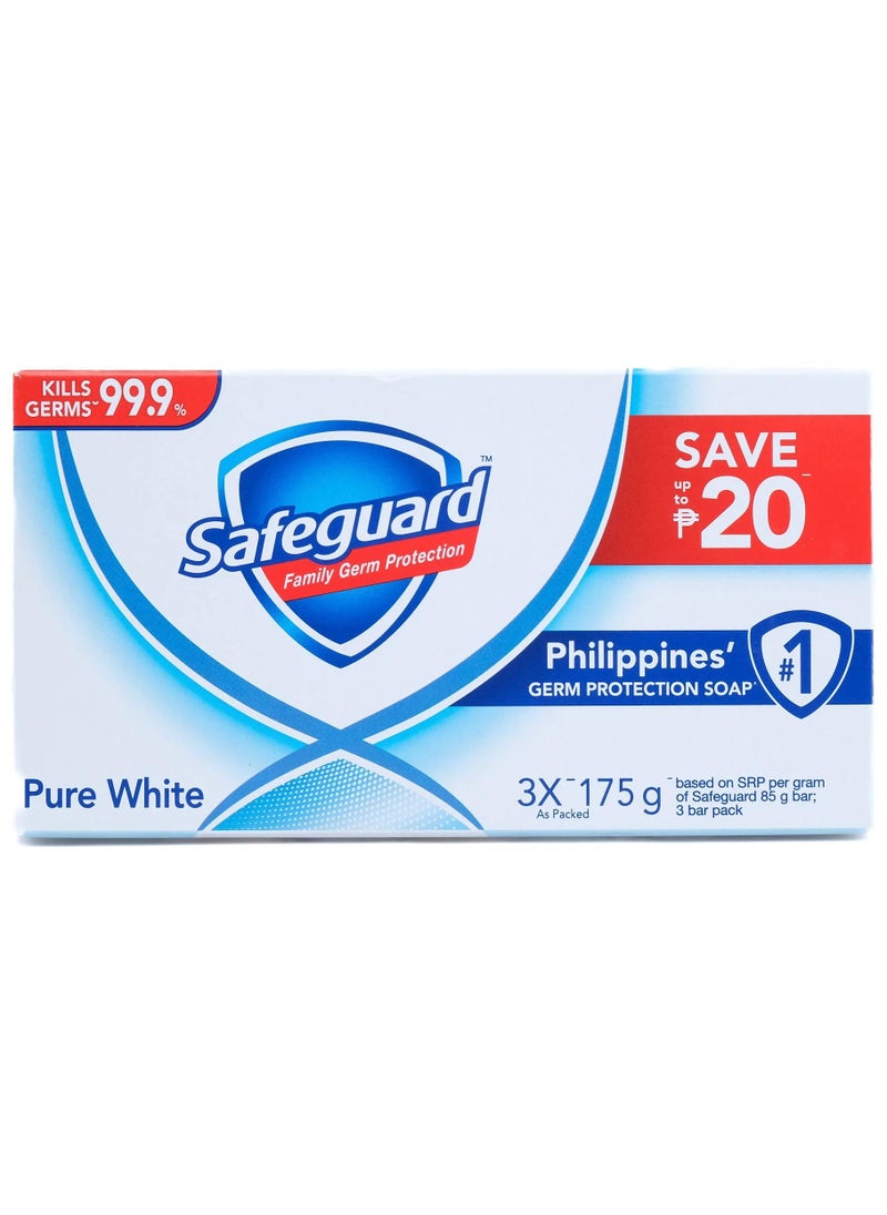 Safeguard Set Pure White Bar Soap 175g x 3 bars - Image 1
