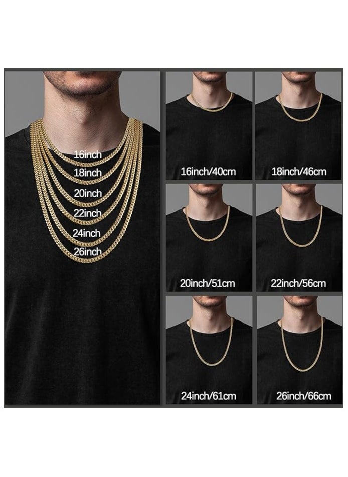 Generic - Eterjew Italian 4mm Solid 18k Gold Over 925 Sterling Silver Chain Necklace for Men Women, Diamond Cut Cuban Link Chain for Men, Sturdy & Shiny & Not Easy to Fade & Comfortable 16 18 20 22 24 26 Inch - Image 1