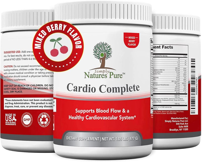 Simply Natures Pure Cardio Complete with 5000 LArginine 1000mg LCitrulline and Hawthorn Berry  Heart Health  Cardiovascular Support Powder Supplement and 3in1 Nitric Oxide Booster - Image 1