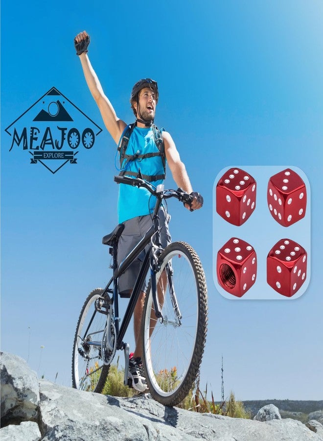 MEAJOO مجموعة أغطية صمامات إطارات من الألومنيوم على شكل مكعبات من MEAJOO، 4 قطع، أغطية صمامات إطارات عالمية مقاومة للغبار مصنوعة من سبائك الألومنيوم للسيارات وسيارات الدفع الرباعي والشاحنات والدراجات والدراجات النارية والدراجات الهوائية (أحمر) - Image 5