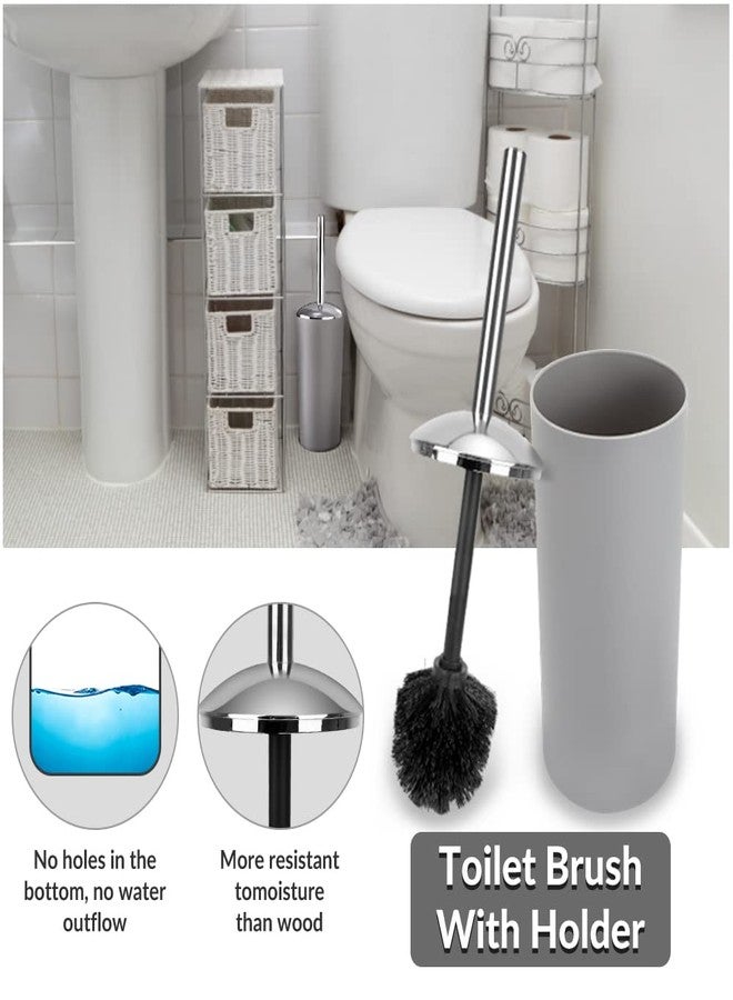 UYCCIMB Bathroom Sets Accessories,Plastic 6 Piece Bathroom Accessory Set Bathroom Trash Can Set with Drawstring Trash Bags,Toothbrush Holder Set,Soap Dispenser,Tooth Mug,Soap Dish,Toilet Brush Holder(Grey) - Image 4