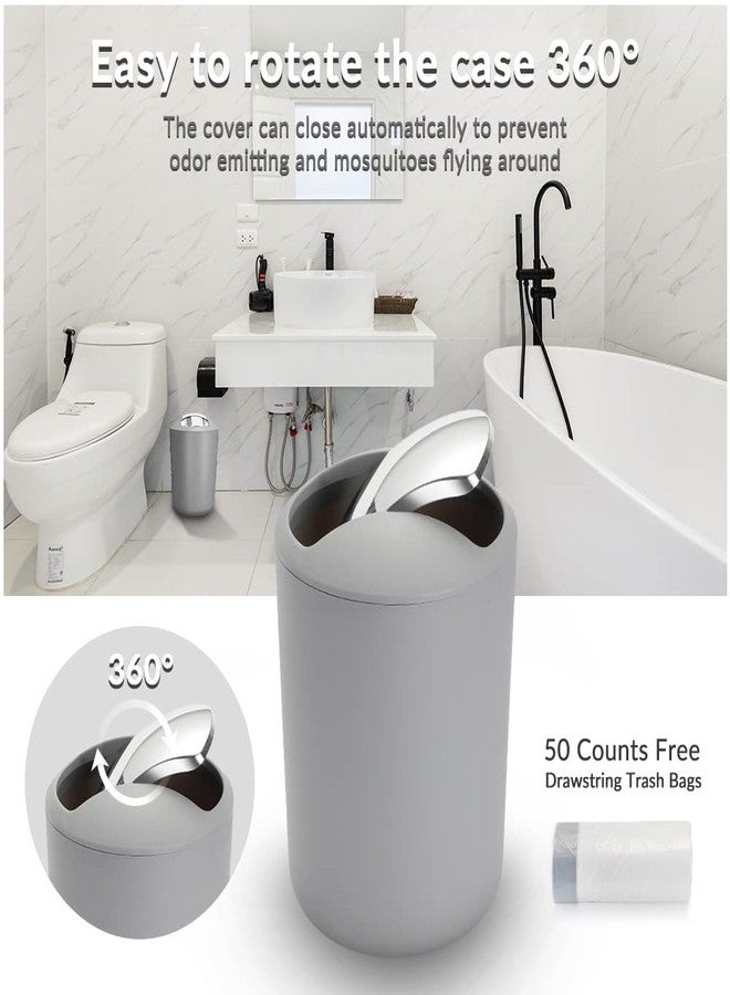 UYCCIMB Bathroom Sets Accessories,Plastic 6 Piece Bathroom Accessory Set Bathroom Trash Can Set with Drawstring Trash Bags,Toothbrush Holder Set,Soap Dispenser,Tooth Mug,Soap Dish,Toilet Brush Holder(Grey) - Image 3