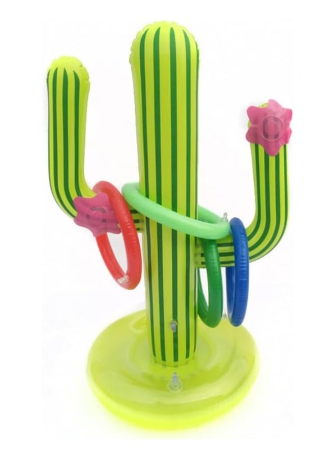 Adventure Lab Fun Inflatable Cactus Ring Toss Game Set, Floating Swimming Pool Ring for Multiplayer Pool Games  - Image 1