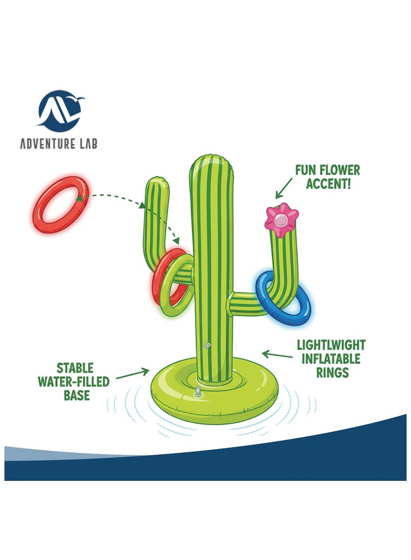 مختبر المغامرة مجموعة ألعاب رمي حلقات الصبار القابلة للنفخ الممتعة، حلقة سباحة عائمة لألعاب حمام السباحة متعددة اللاعبين - Image 2