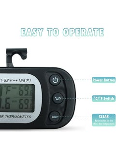 erorex Refrigerator Thermometer 2Pcs Waterproof Fridge Thermometer Digital Freezer Room Thermometer With Max Min Record Function Large Lcd Display And Magnetic Back For Kitchen Home Restaurants  - Image 3