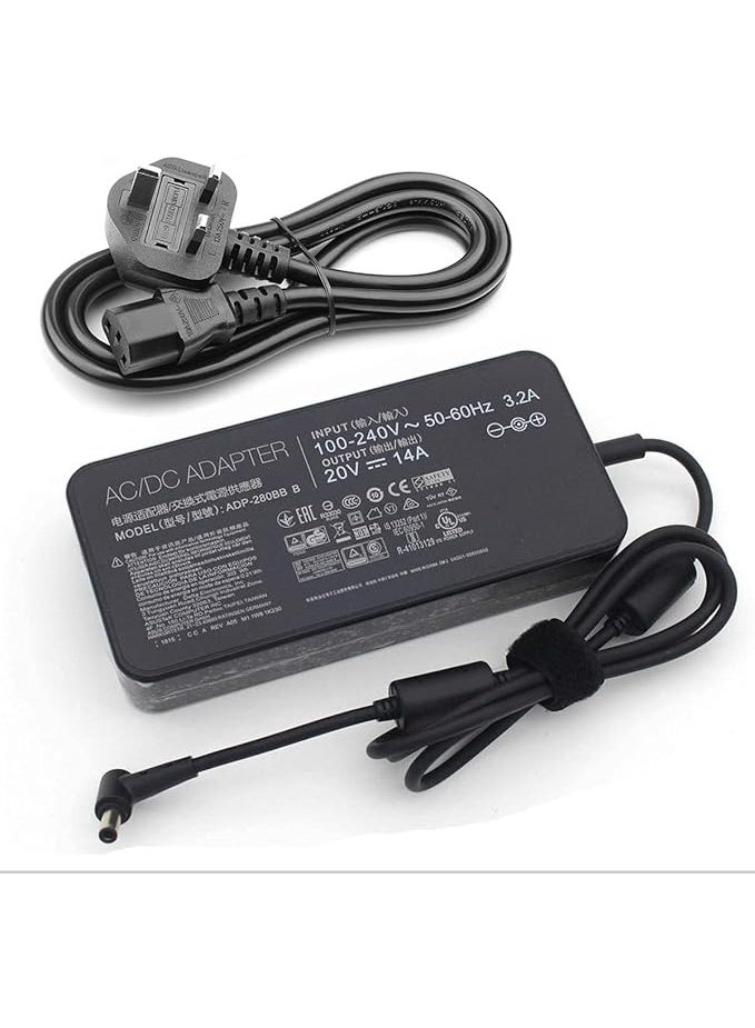 Terabyte شاحن 280 واط مع محول CA متوافق مع كابل تغذية الطاقة ASUS ADP-280BB B ROG Strix Scar 17 G732 G732LWS-HG059T G732LW-HG056T G732LV-EV051T G732LXS-HG059T - Image 2