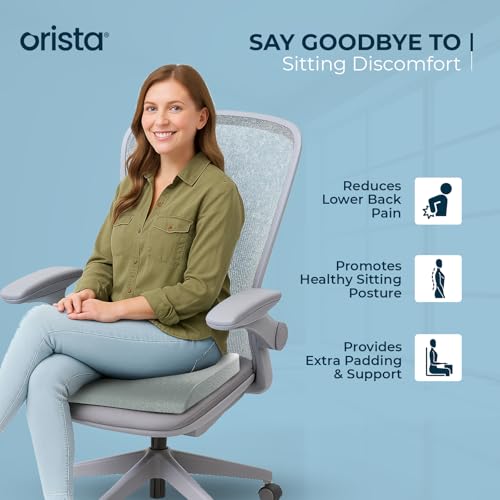 Orista Memory Foam Orthopedic Seat Cushion | 2-Years Warranty | Ergonomic Tailbone & Thigh Support Pillow, Office Chair, Car, Wheelchair – Tailbone | Coccyx | Sciatica Pain Relief | 18 x 17 x 2 Inch - Image 3