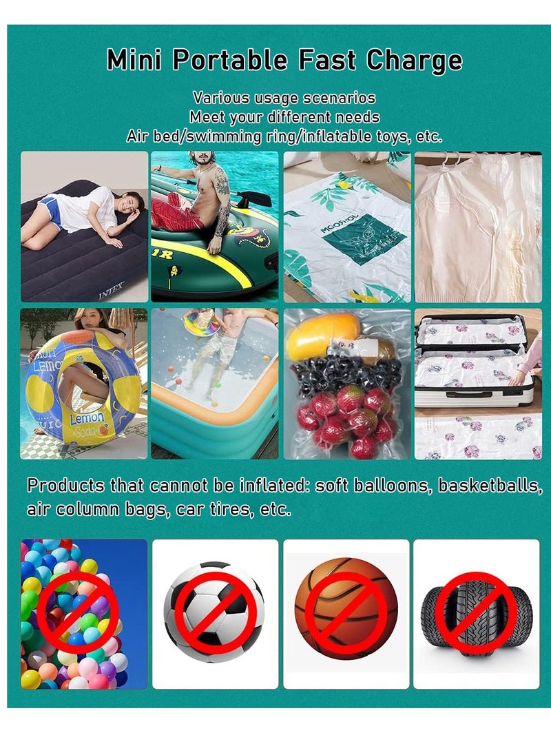 SYOSI Electric Air Pump for Inflatables, Portable Rechargeable 1600mAh Battery for Space Hopper Exercise Ball, Inflate Deflate Mini Pumps for Pool Floats Air Bed, Air Mattress Yoga Balls Vacuum Storage Bags  - Image 3