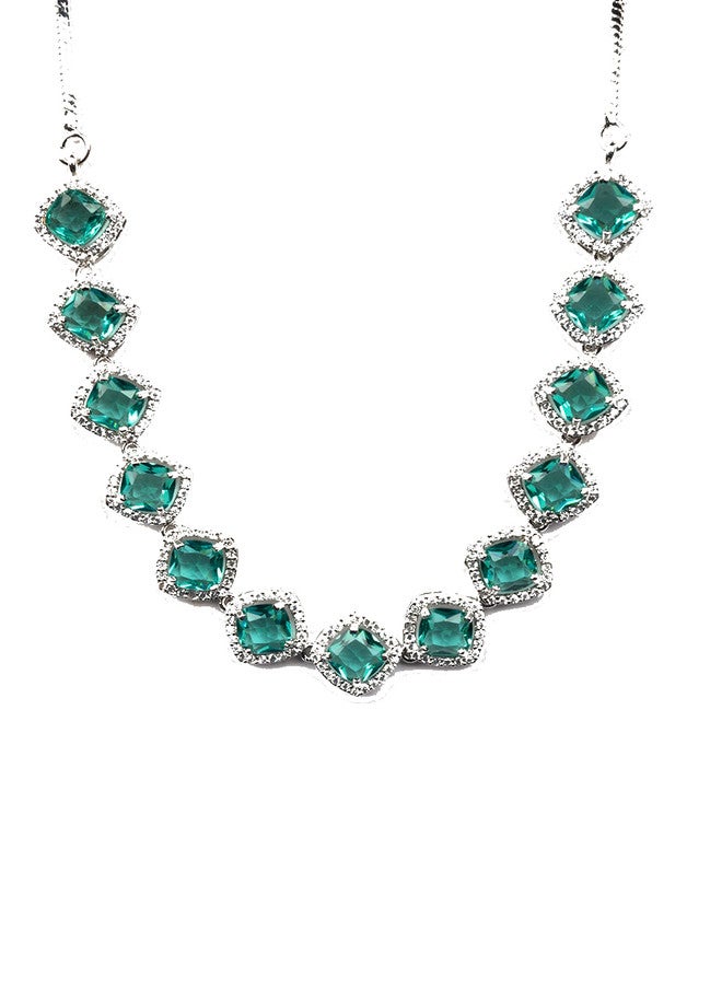 StileAdda Silver-Plated AD-Studded Necklace and Earrings Set - Image 3