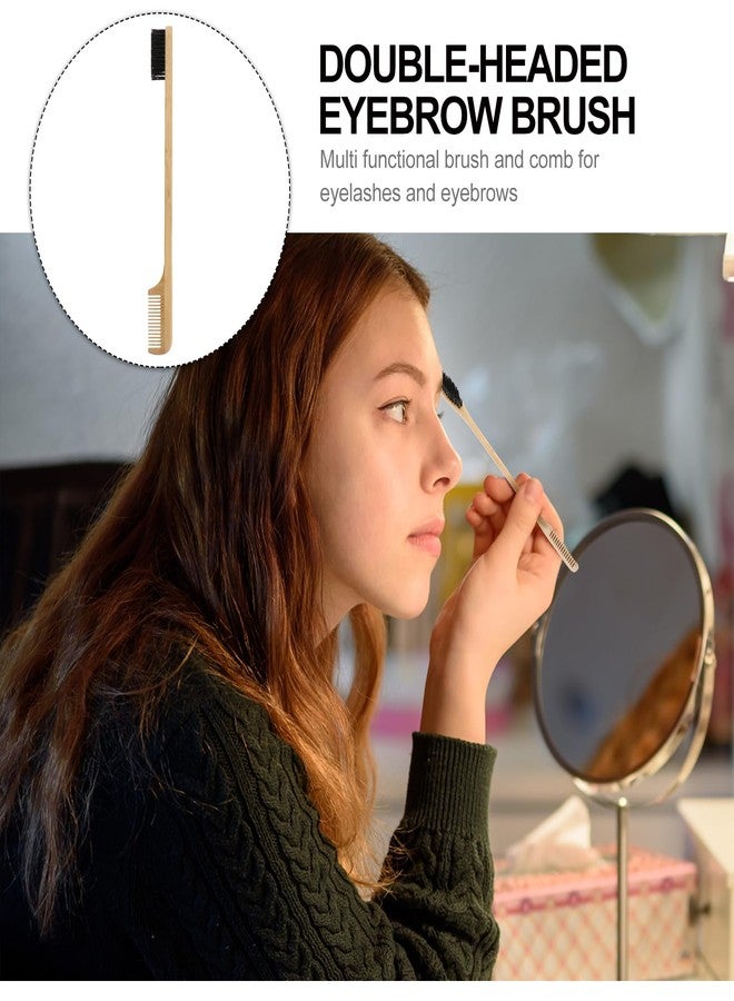 HEALLILY Wooden Eyebrow Brush Eyelash Comb Bamboo Teeth Eyebrow Comb Lash and Brow Makeup Brush Makeup Tools - Image 3