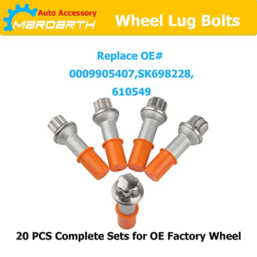 Mardarth 14mm x 1.5 Wheel Lug Bolt OE Factory Wheel 0009905407 Compatible with ML500 S550 CL63 ML350 GLK350 CL500 GL450, Pack of 20 - Image 5