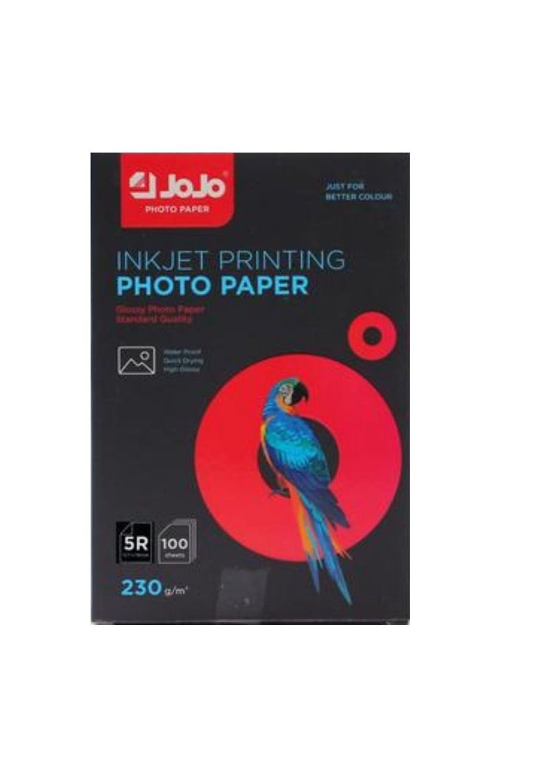 JOJO 100 ورقة من ورق الصور اللامع للطباعة النافثة للحبر مقاس 4R، 230 جم/م2، 102 × 152 مليمتر 