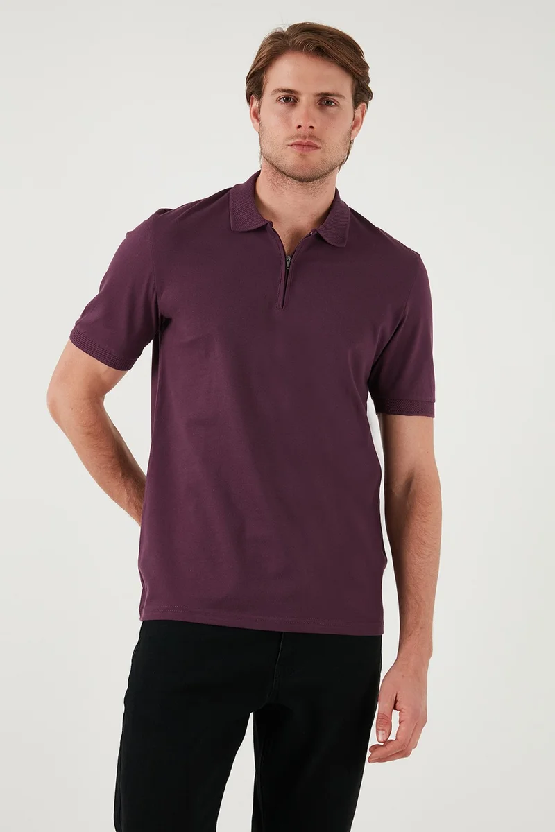 Buratti Cotton Regular Fit Half Zipper Polo Neck T Shirt Men's Polo Neck T Shirt 5901029