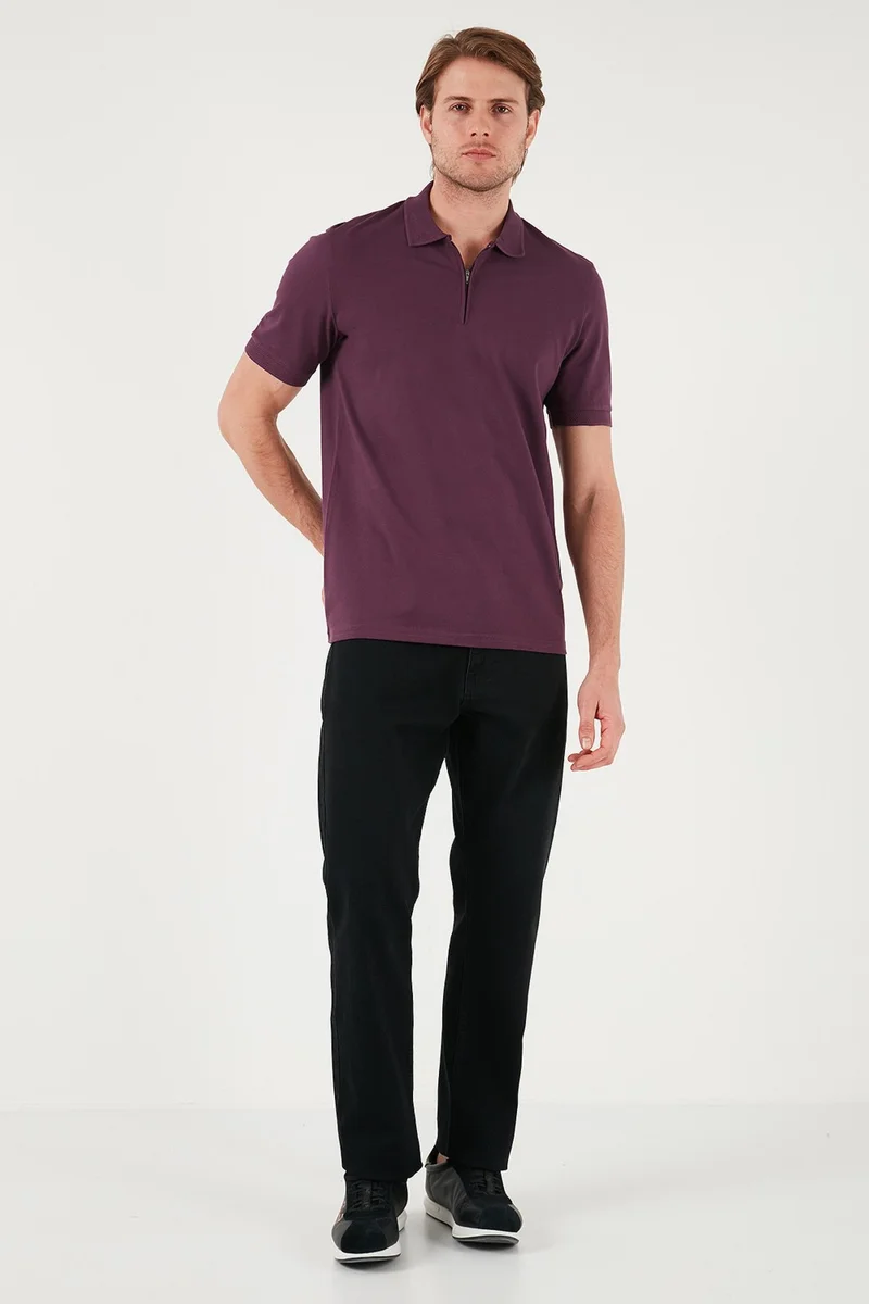Buratti Cotton Regular Fit Half Zipper Polo Neck T Shirt Men's Polo Neck T Shirt 5901029